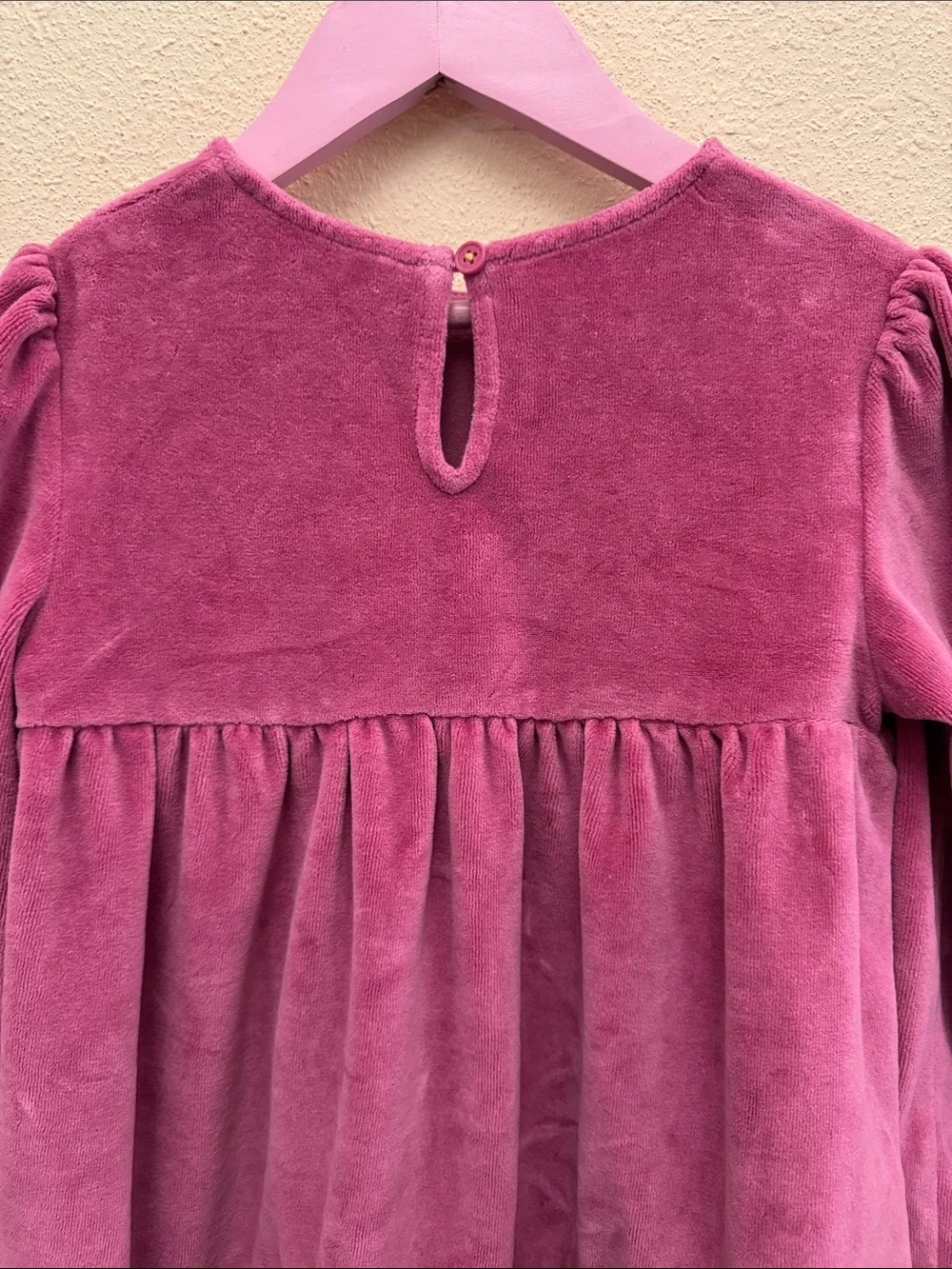 Mini Boden Girls' Velvet Long-Sleeve Tiered Dress In Pink Rose Size 7-8Y
